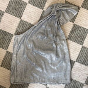 The Limited Silver One-Shoulder Sequin Top
